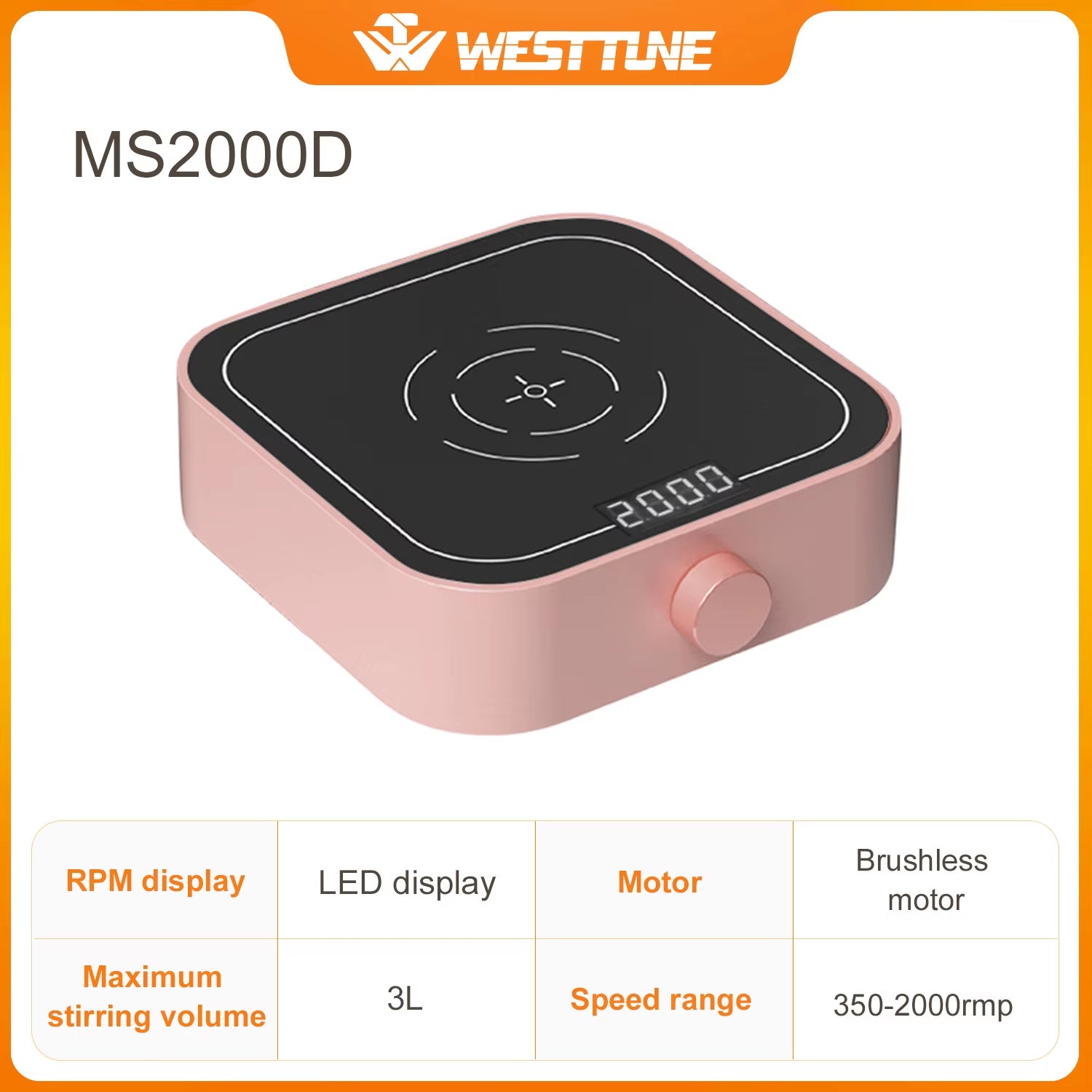 Westtune Lab Magnetic Stirrer - Electric Digital Display, 3000 RPM, 3L Capacity, Portable Lab Stirrer with Brushless Motor, 12V