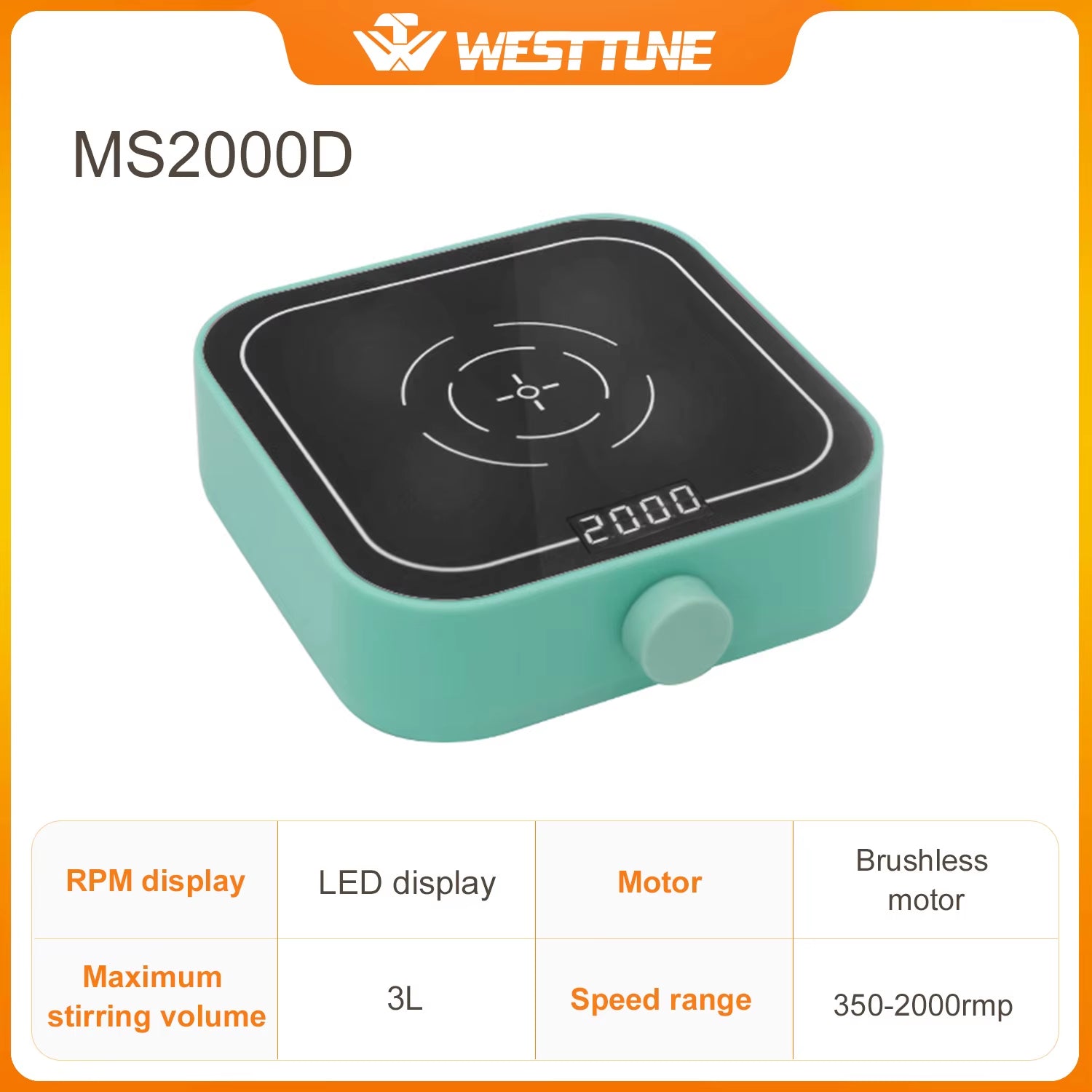Westtune Lab Magnetic Stirrer - Electric Digital Display, 3000 RPM, 3L Capacity, Portable Lab Stirrer with Brushless Motor, 12V